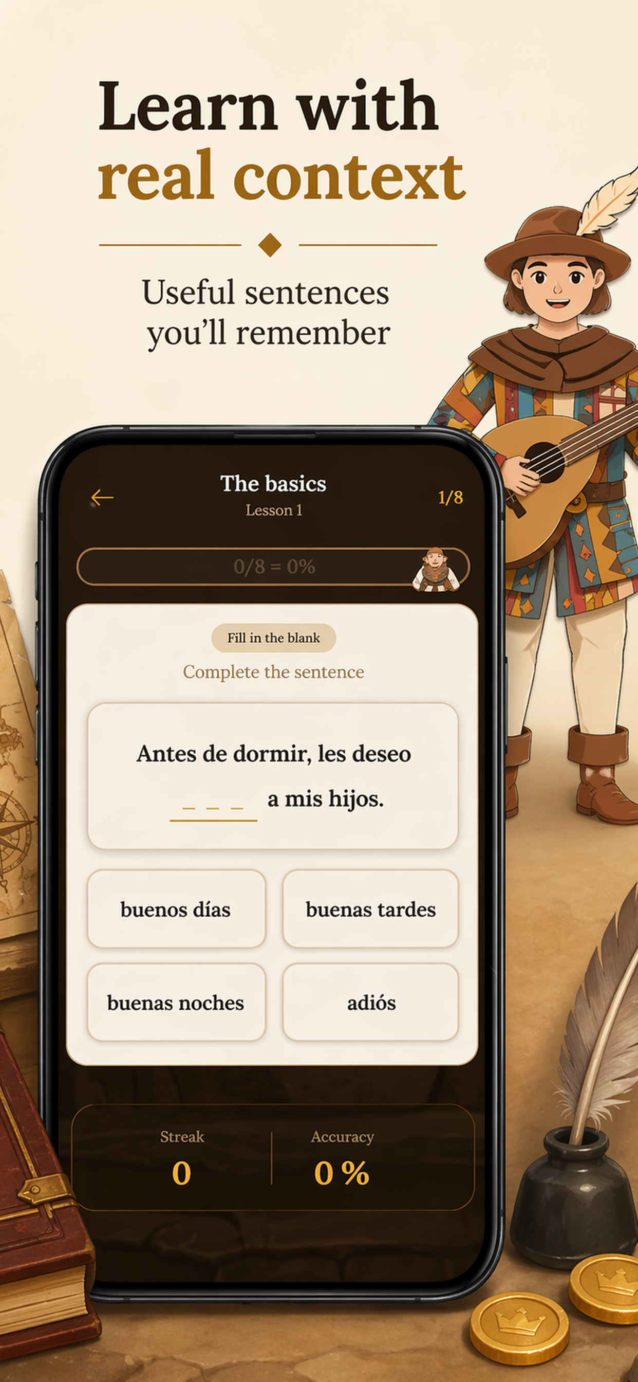Live the language. Real sentences, real context
